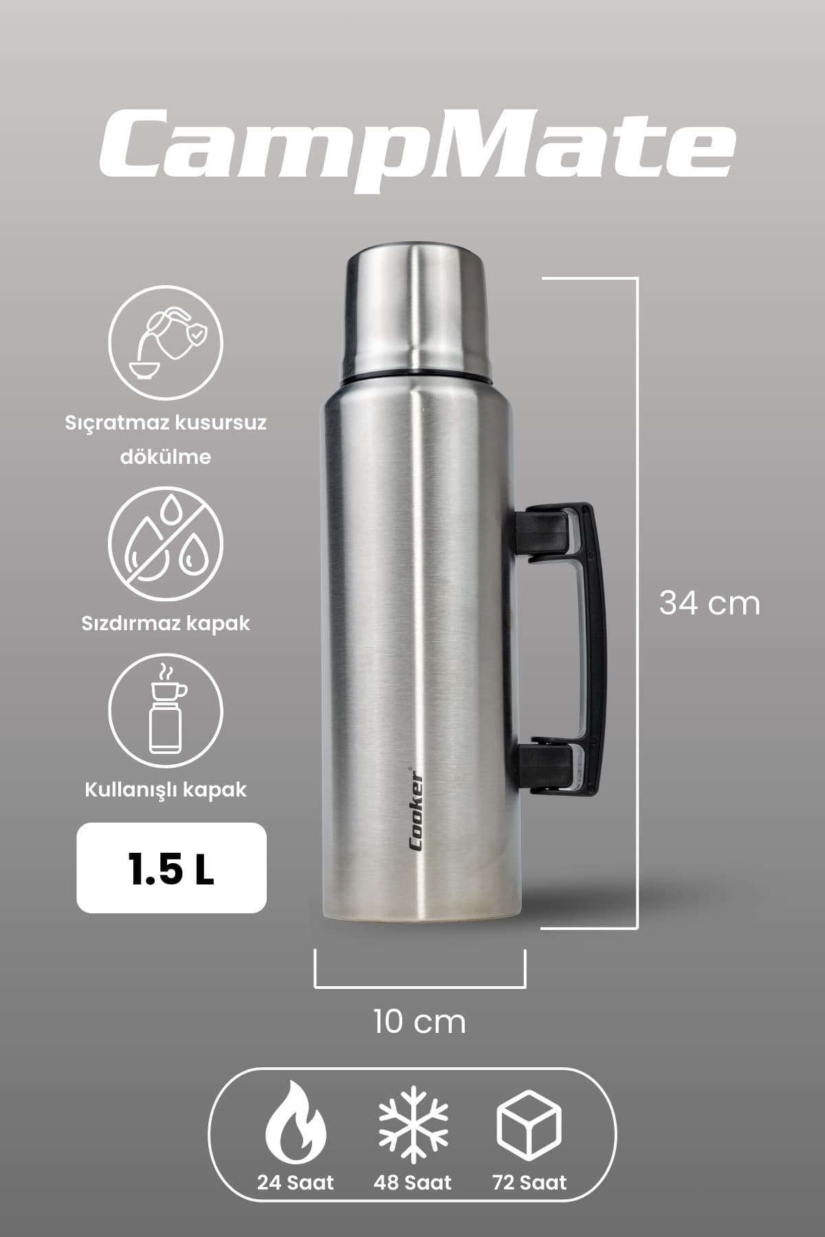 فلاسک 1.5 لیتری استیل ضدزنگ Cooker CampMate مدل CKR2084 فلاسک 1.5 لیتری استیل ضدزنگ Cooker CampMate مدل CKR2084