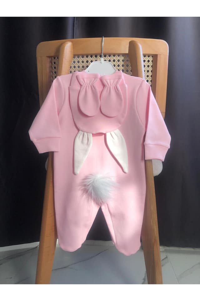 ست سرهمی نوزادی Bebe wini صورتی 100٪ پنبهای پادار طرح خرگوش ست سرهمی نوزادی Bebe wini صورتی 100٪ پنبهای پادار طرح خرگوش