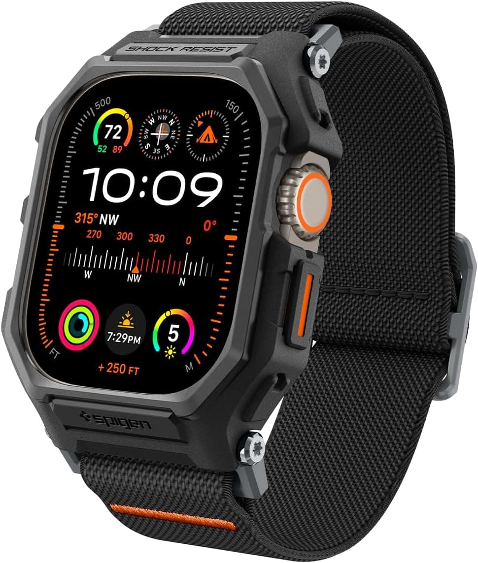 قاب و بند ساعت سازگار با Apple Watch 49mm Ultra 4/3/2/1 برند Spigen مشکی مات Lite Fit Pro مدل ACS07104 قاب و بند ساعت سازگار با Apple Watch 49mm Ultra 4/3/2/1 برند Spigen مشکی مات Lite Fit Pro مدل ACS07104