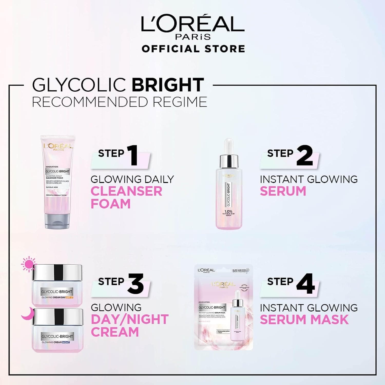 فوم شوینده صورت روزانه L’Oréal Paris Glycolic Bright درخشانکننده 100ML فوم شوینده صورت روزانه L’Oréal Paris Glycolic Bright درخشانکننده 100ML