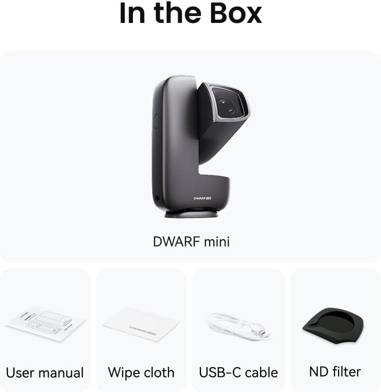 تلسکوپ نجومی هوشمند DWARFLAB Dwarf Mini با فیلتر داخلی، GOTO خودکار و حالت AZ/EQ تلسکوپ نجومی هوشمند DWARFLAB Dwarf Mini با فیلتر داخلی، GOTO خودکار و حالت AZ/EQ