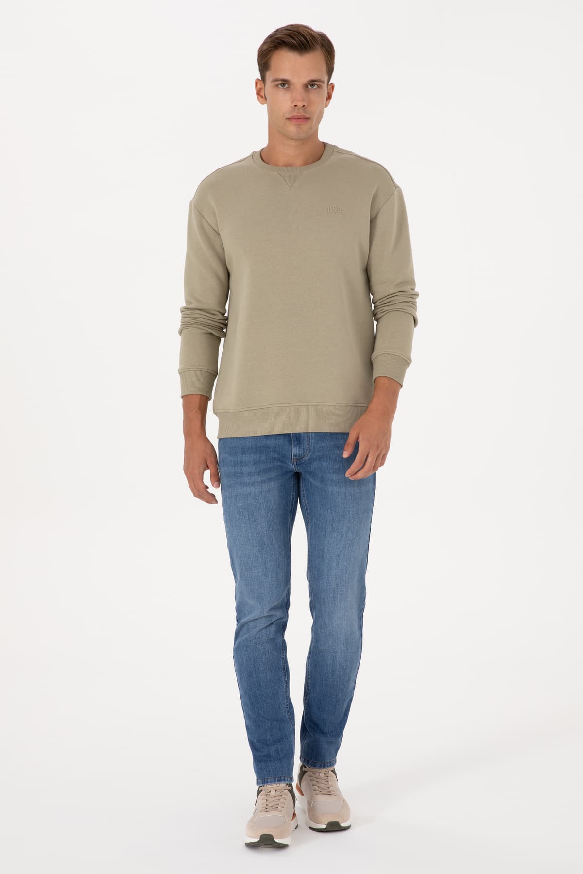 سویشرت مردانه U.S. Polo Assn. کامفورت فیت یقه گرد پرزدار خاکی روشن مدل 50313757-VR183 سویشرت مردانه U.S. Polo Assn. کامفورت فیت یقه گرد پرزدار خاکی روشن مدل 50313757-VR183