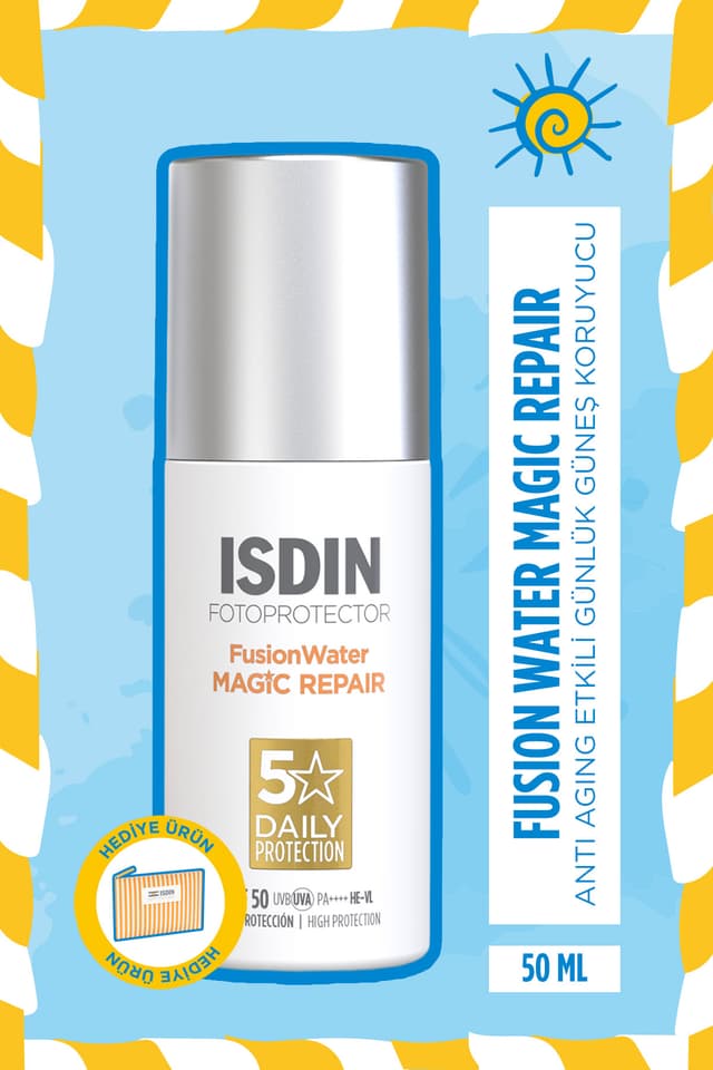 ضدآفتاب صورت ضدپیری ترمیمکننده ISDIN Fotoprotector Fusion Water Magic Repair Spf50 50 ml ضدآفتاب صورت ضدپیری ترمیمکننده ISDIN Fotoprotector Fusion Water Magic Repair Spf50 50 ml