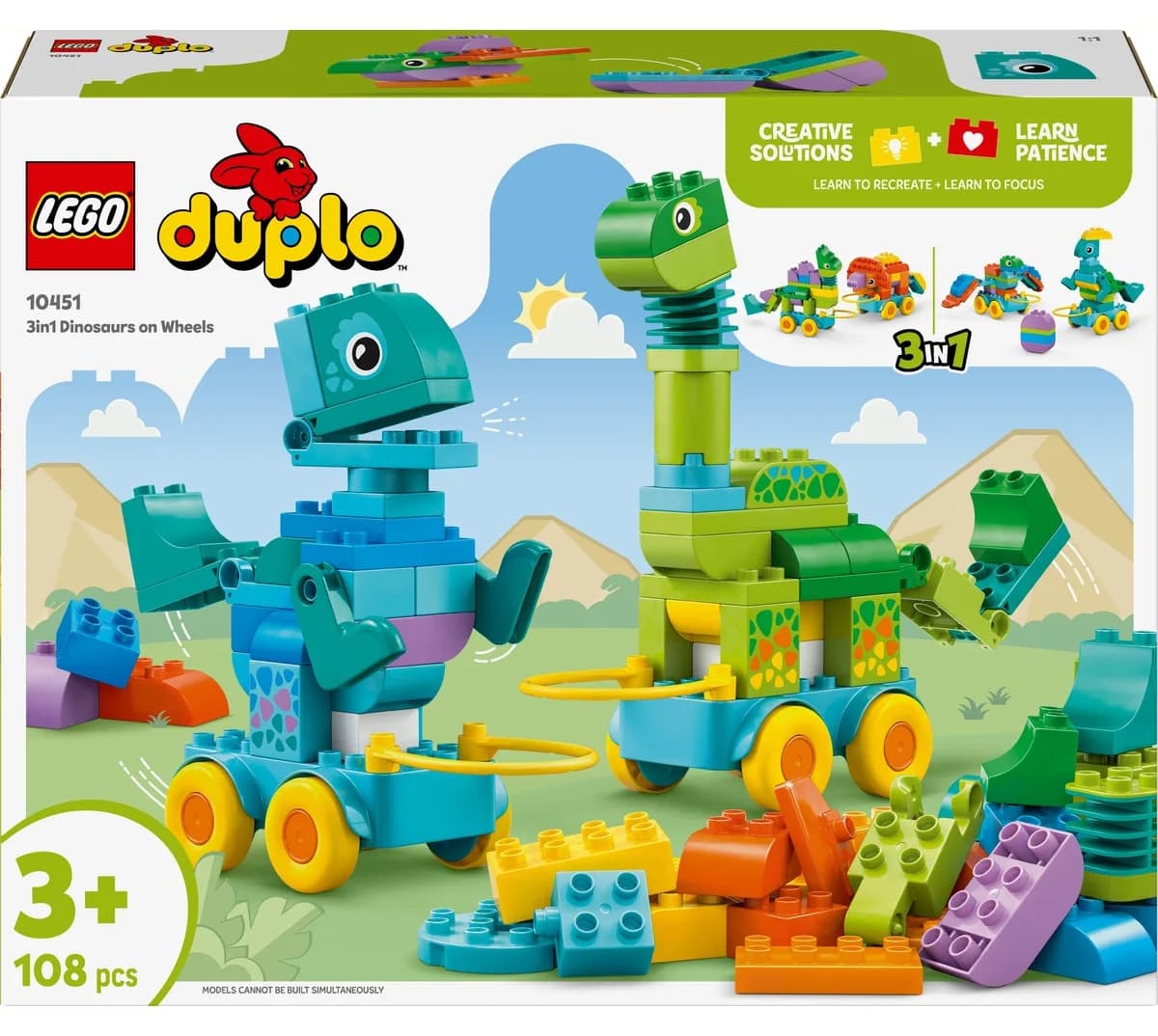 لگو DUPLO دایناسورهای چرخدار ۳ در ۱ مدل 10451 ۱۰۸ قطعه لگو DUPLO دایناسورهای چرخدار ۳ در ۱ مدل 10451 ۱۰۸ قطعه