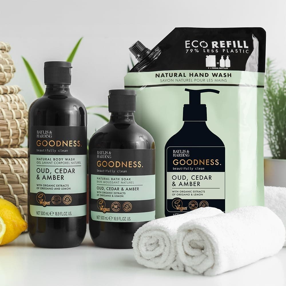 صابون مایع دست Baylis & Harding رایحه عود، سدر و کهربا Goodness 500ml صابون مایع دست Baylis & Harding رایحه عود، سدر و کهربا Goodness 500ml