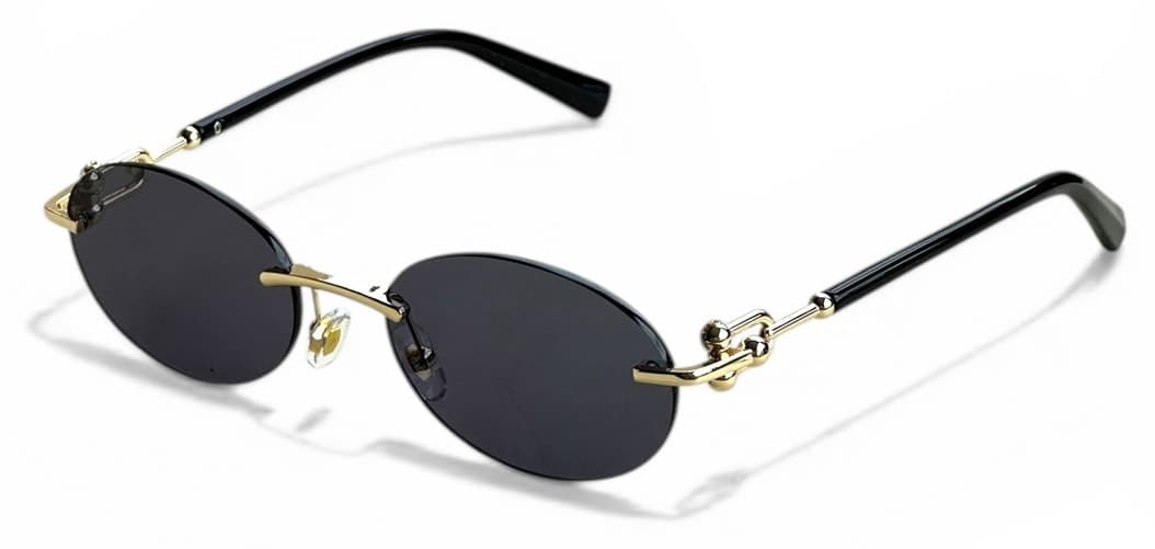 عینک آفتابی زنانه REN EYEWEAR فلزی بیضی مشکی با جزئیات طلایی UV400 مدل DERLA عینک آفتابی زنانه REN EYEWEAR فلزی بیضی مشکی با جزئیات طلایی UV400 مدل DERLA