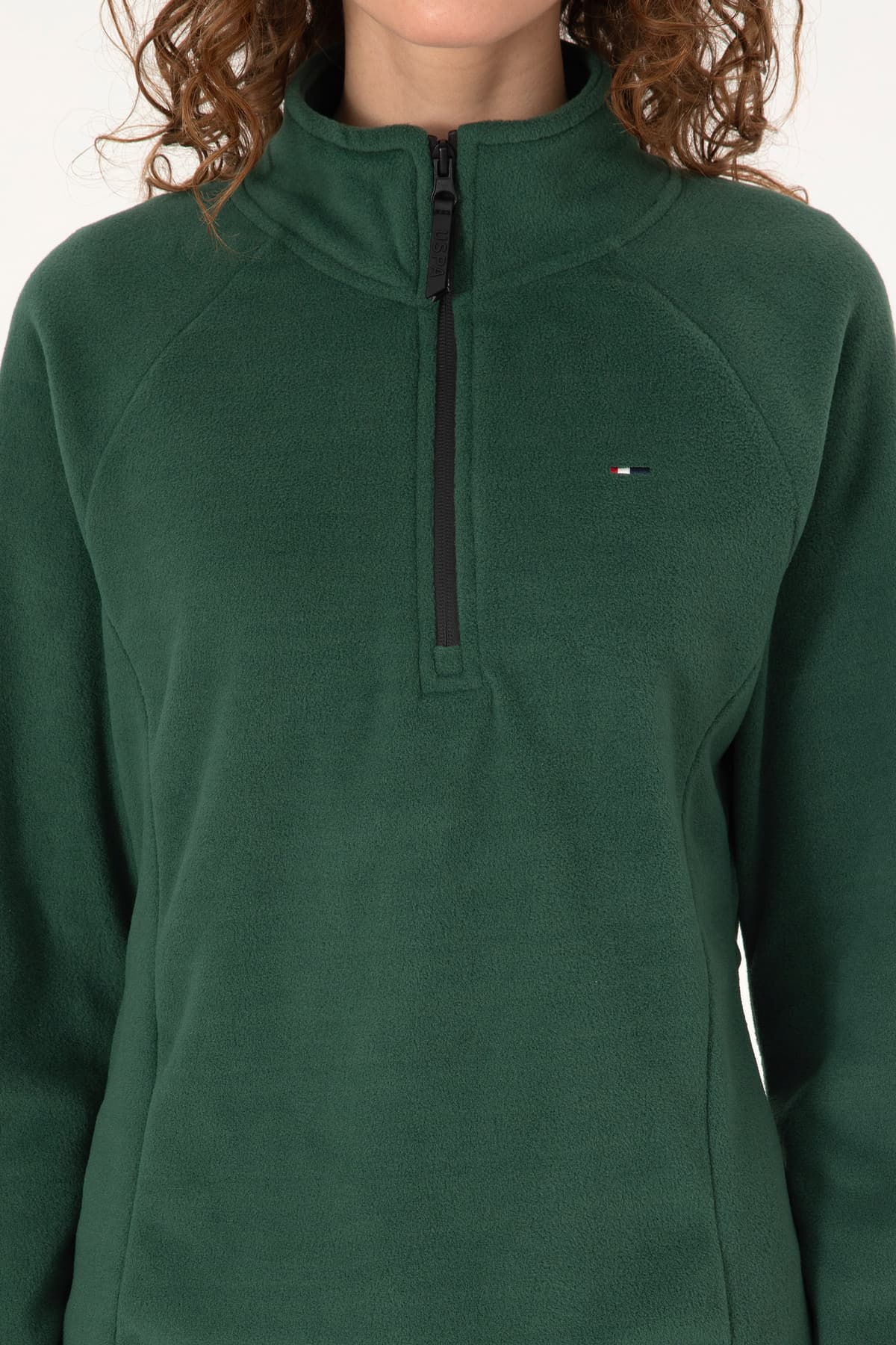 سوئیشرت پولار زنانه U.S. Polo Assn. زیپدار سبز تیره یقه ایستاده مدل 50316714-VR079 سوئیشرت پولار زنانه U.S. Polo Assn. زیپدار سبز تیره یقه ایستاده مدل 50316714-VR079