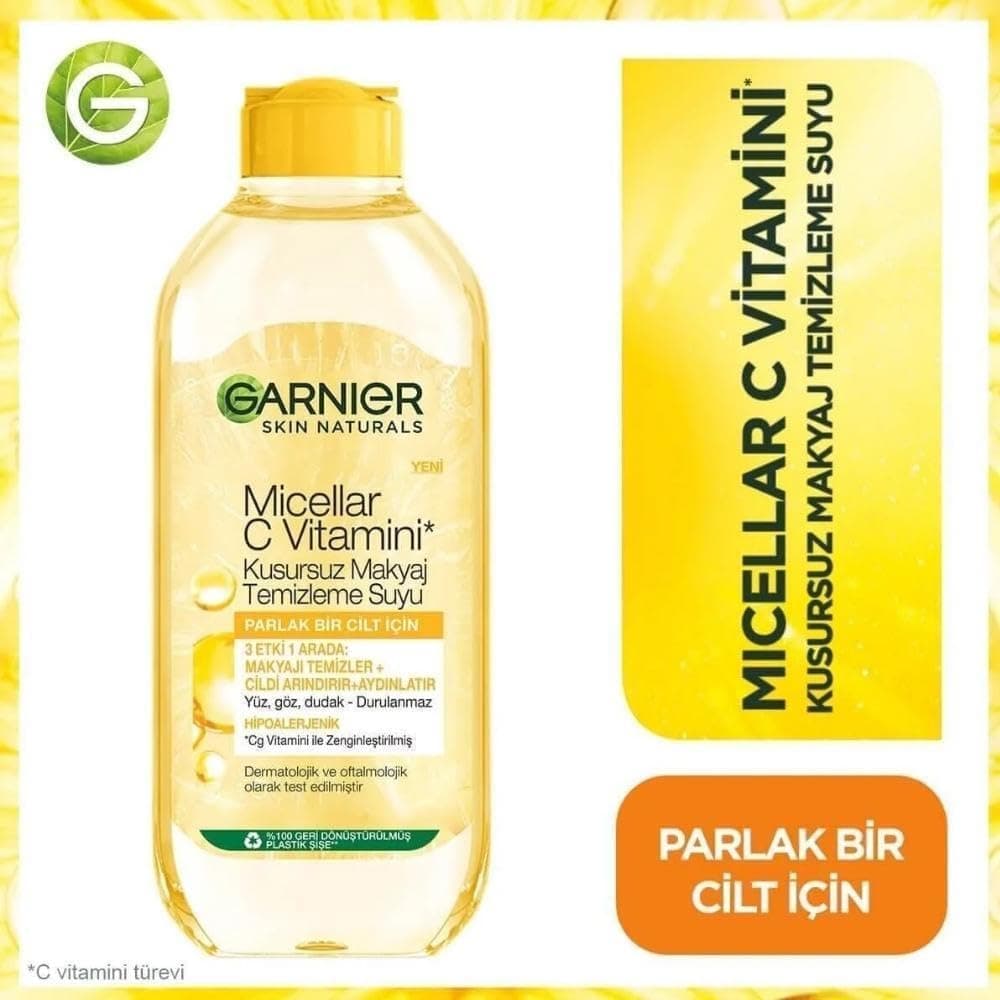 محلول پاک کننده آرایش Garnier Micellar با ویتامین C 400 ml محلول پاک کننده آرایش Garnier Micellar با ویتامین C 400 ml