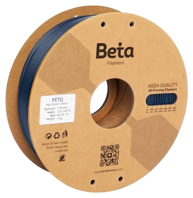 فیلامنت پرینتر سه بعدی Beta Filament PETG High-Speed Carbon آبی سرمهای فیلامنت پرینتر سه بعدی Beta Filament PETG High-Speed Carbon آبی سرمهای