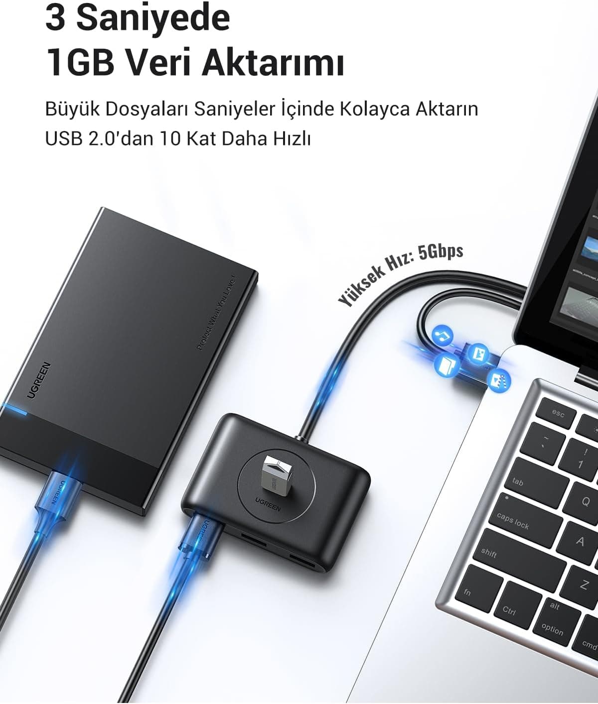 هاب 4 پورته USB 3.0 UGREEN مشکی 50 CM هاب 4 پورته USB 3.0 UGREEN مشکی 50 CM