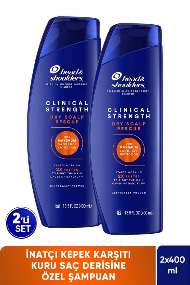 شامپو Head & Shoulders مخصوص پوست سر خشک Clinical Strength Dry Scalp Rescue 400 ml x2 شامپو Head & Shoulders مخصوص پوست سر خشک Clinical Strength Dry Scalp Rescue 400 ml x2