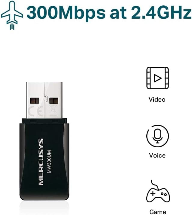 آداپتور USB بیسیم 300Mbps MERCUSYS مدل MW300UM آداپتور USB بیسیم 300Mbps MERCUSYS مدل MW300UM