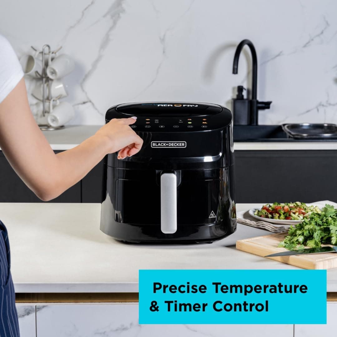 سرخکن بدون روغن دیجیتال ۸ کاره BLACK+DECKER با پنجره، ظرفیت 7.2L، توان 1800W، نمایشگر LED مدل AF7210-B5 سرخکن بدون روغن دیجیتال ۸ کاره BLACK+DECKER با پنجره، ظرفیت 7.2L، توان 1800W، نمایشگر LED مدل AF7210-B5