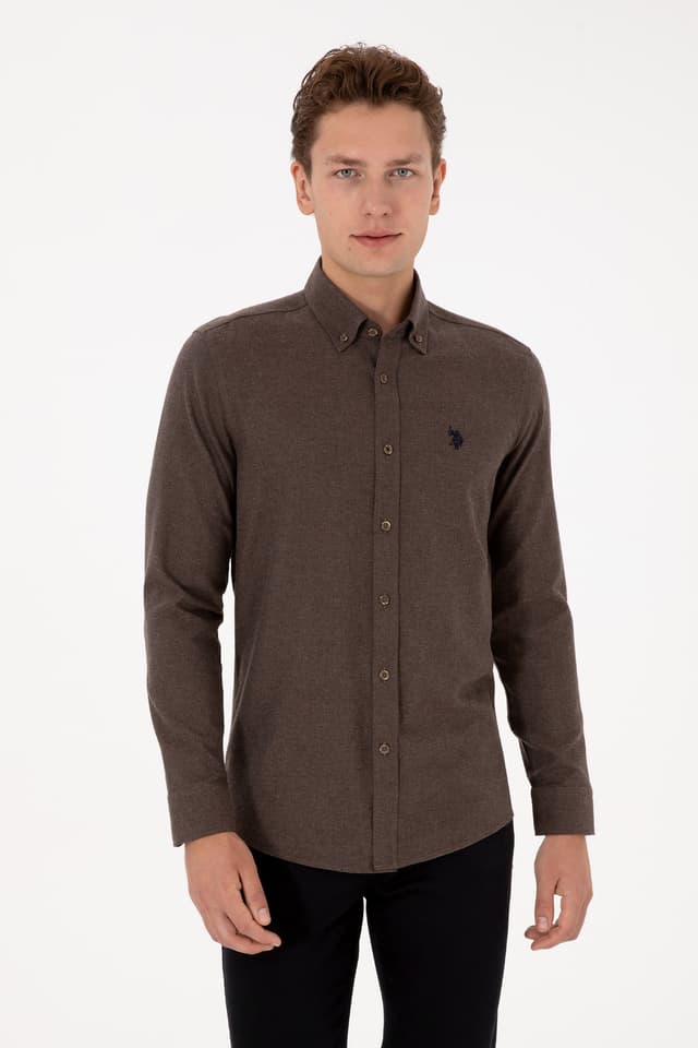 پیراهن مردانه U.S. Polo Assn. قهوهای آستینبلند ساده مدل 50316721-VR029 پیراهن مردانه U.S. Polo Assn. قهوهای آستینبلند ساده مدل 50316721-VR029