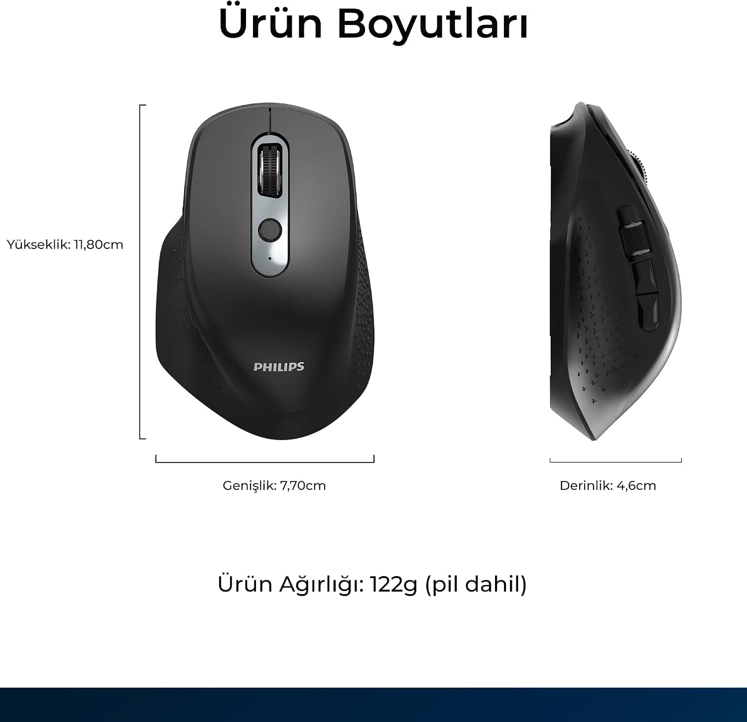 ماوس PHILIPS ارگونومیک بیصدا مشکی 8 کلیده دوحالته Bluetooth و 2.4G مدل SPK7818 با دقت 3200 DPI ماوس PHILIPS ارگونومیک بیصدا مشکی 8 کلیده دوحالته Bluetooth و 2.4G مدل SPK7818 با دقت 3200 DPI