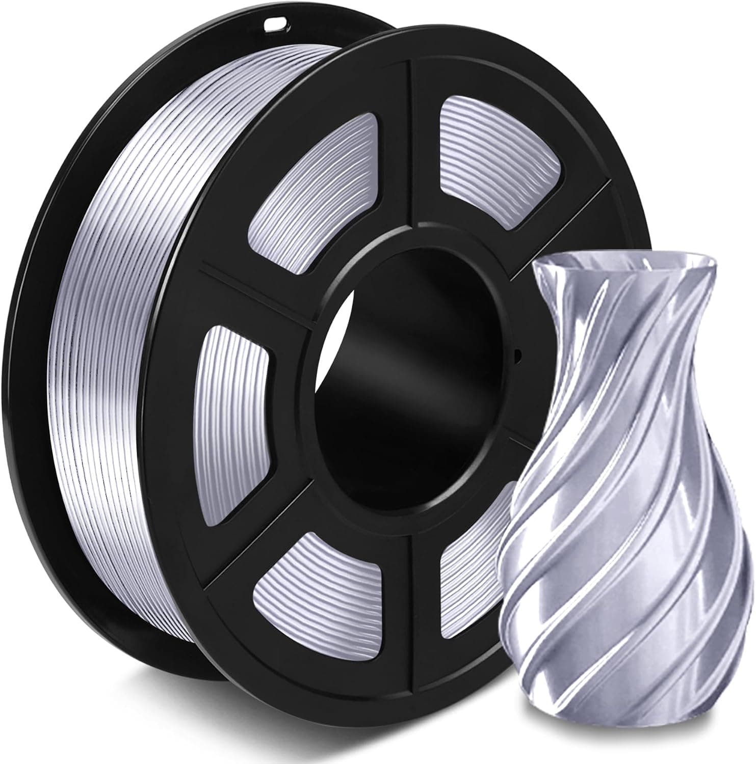 فیلامنت پرینتر سه بعدی SUNLU PLA+ ابریشمی 1.75mm نقرهای فیلامنت پرینتر سه بعدی SUNLU PLA+ ابریشمی 1.75mm نقرهای