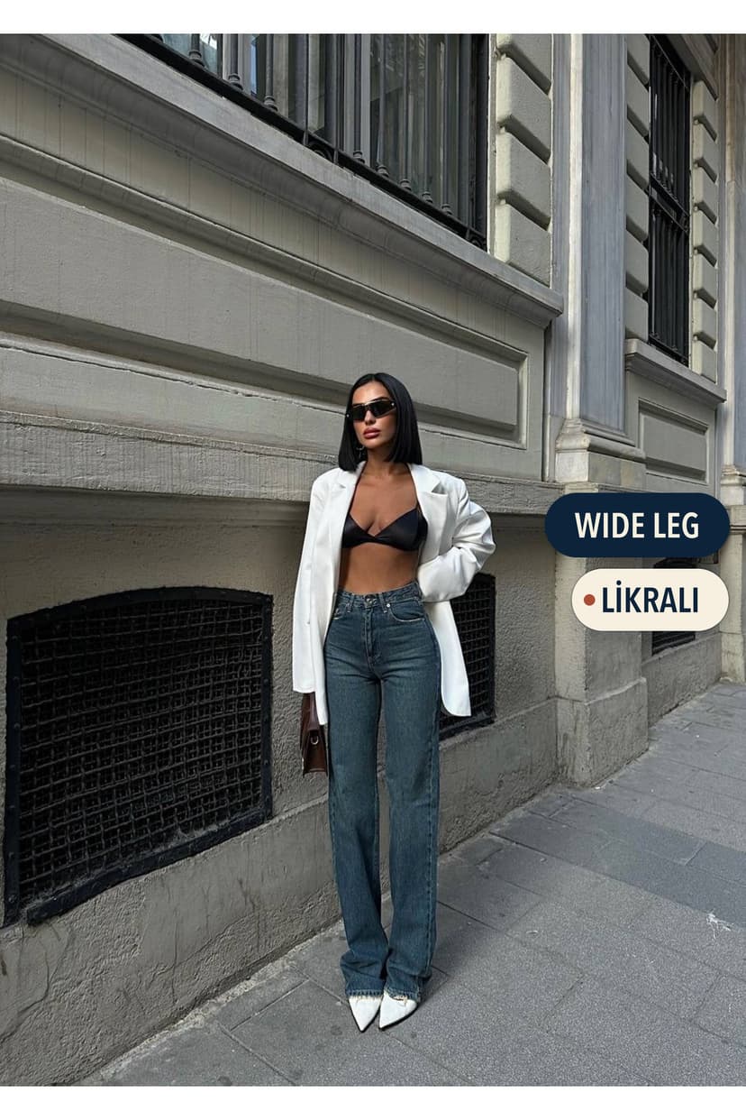 شلوار جین زنانه HLT JEANS پاچه گشاد سبز نعنایی لایکرا مدل JESSİCA-2045 شلوار جین زنانه HLT JEANS پاچه گشاد سبز نعنایی لایکرا مدل JESSİCA-2045