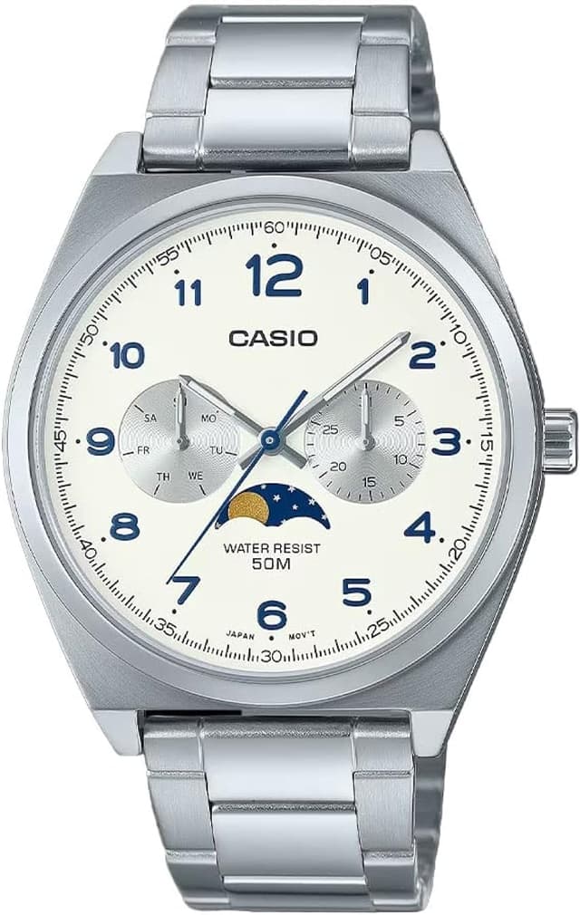 ساعت مچی مردانه Casio صفحه نقرهای بند نقرهای مدل MTP-M300D-7AVDF ساعت مچی مردانه Casio صفحه نقرهای بند نقرهای مدل MTP-M300D-7AVDF