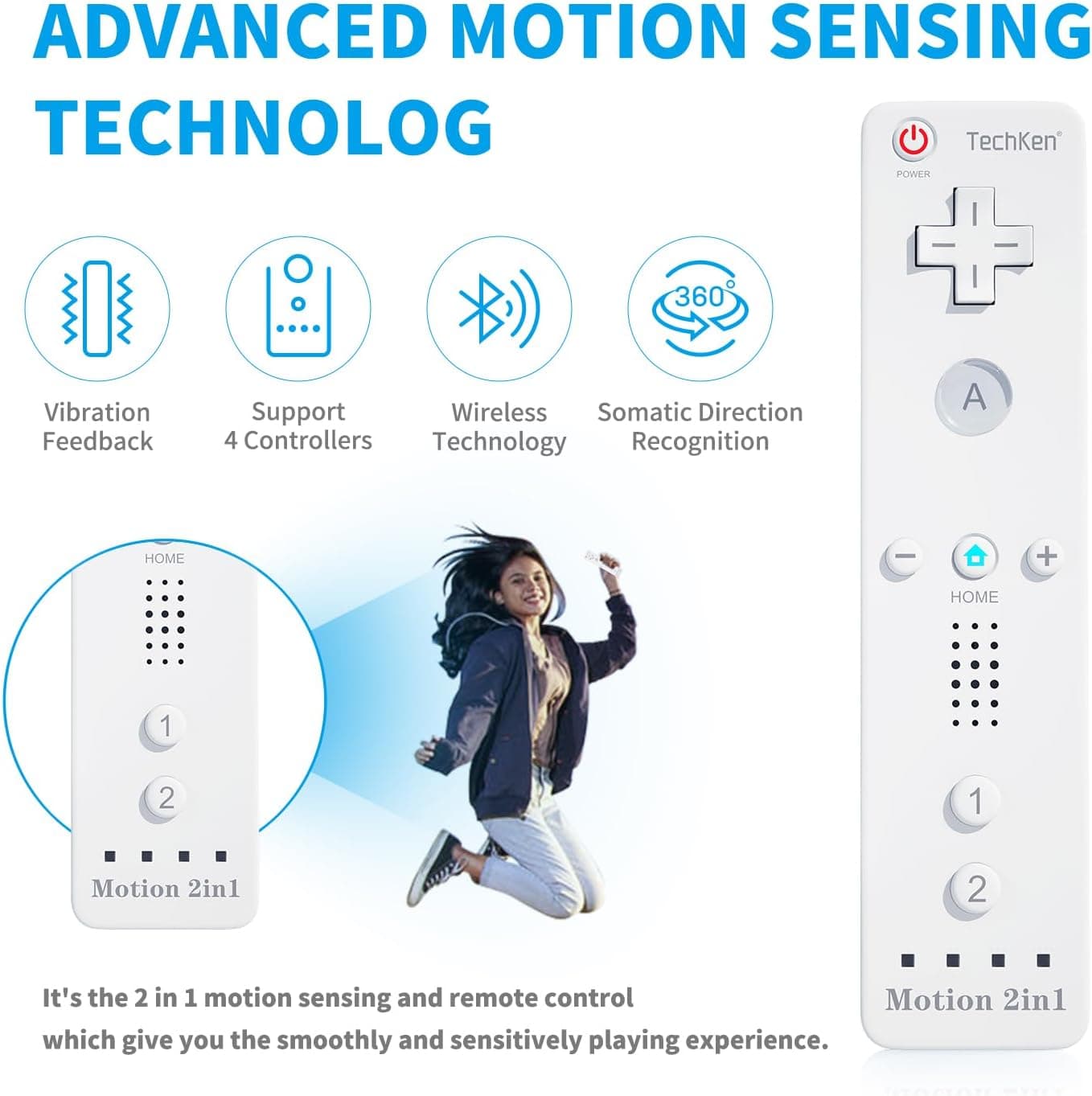 کنترلر بازی TechKen همراه Wii Motion Plus و نانچاک بسته 2 عددی کنترلر بازی TechKen همراه Wii Motion Plus و نانچاک بسته 2 عددی
