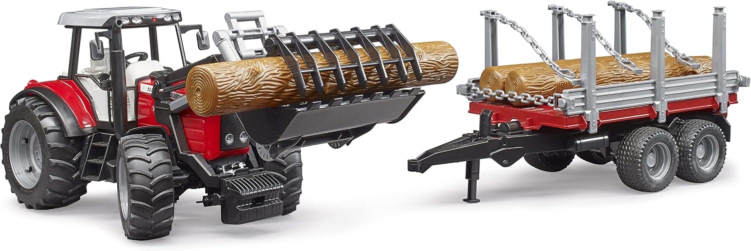تراکتور Bruder Massey Ferguson 7480 با بیل و تریلر حمل کنده درخت مدل BR02046 تراکتور Bruder Massey Ferguson 7480 با بیل و تریلر حمل کنده درخت مدل BR02046