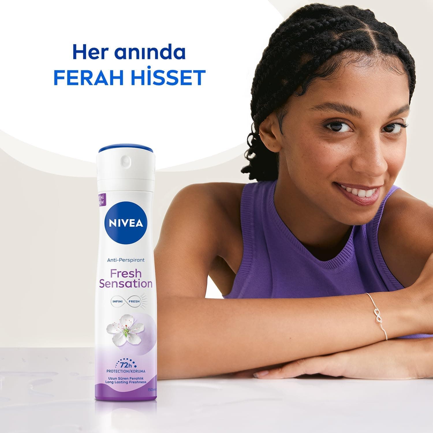 اسپری دئودورانت زنانه NIVEA با حس تازگی، محافظت ضدتعریق 72 ساعته 150 ml اسپری دئودورانت زنانه NIVEA با حس تازگی، محافظت ضدتعریق 72 ساعته 150 ml