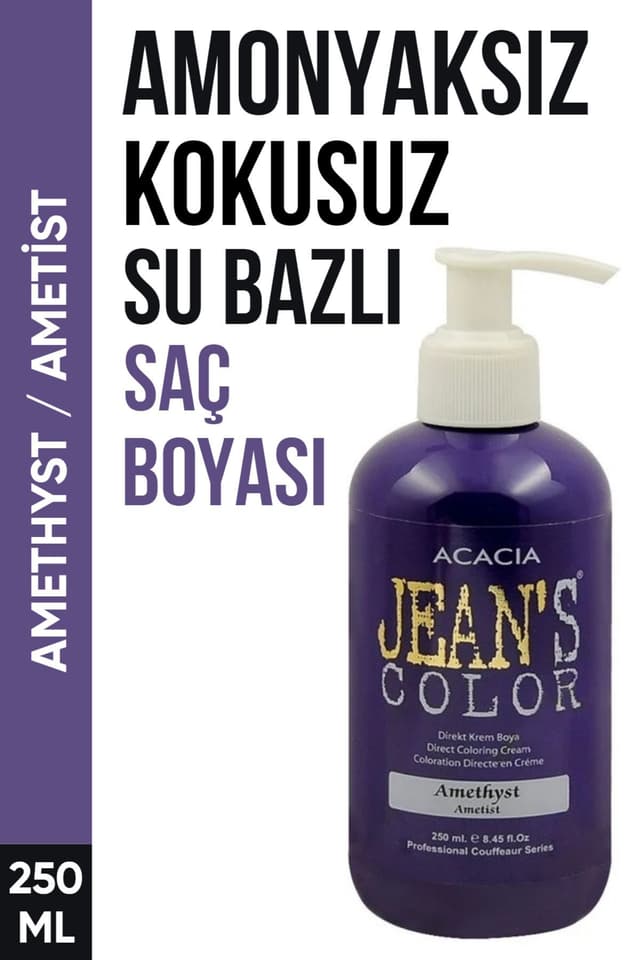 رنگ موی jeans color بدون آمونیاک و بیبو با پایه آب رنگ آمیتیست 250 Ml رنگ موی jeans color بدون آمونیاک و بیبو با پایه آب رنگ آمیتیست 250 Ml