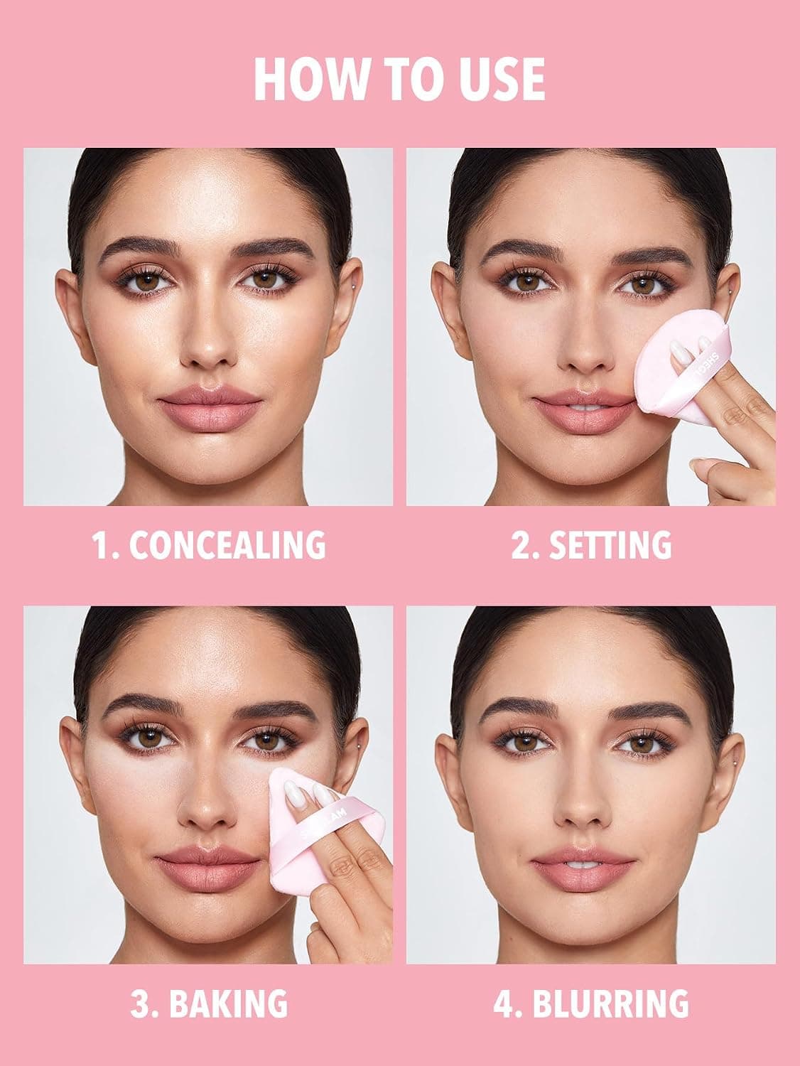 پد پودری آرایشی SHEGLAM رنگ صورتی بچگانه پد پودری آرایشی SHEGLAM رنگ صورتی بچگانه