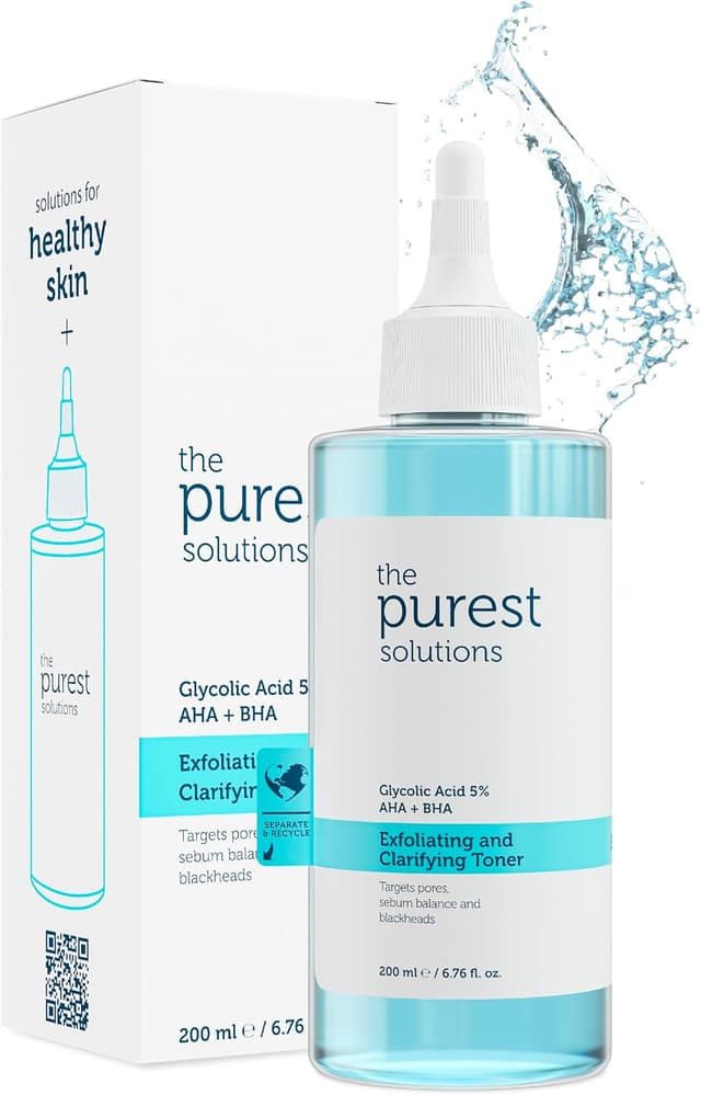 تونر پاککننده The Purest Solutions کمککننده به کاهش ظاهر منافذ و جوشهای سرسیاه، 5% اسید گلیکولیک، AHA، BHA، 200 ml تونر پاککننده The Purest Solutions کمککننده به کاهش ظاهر منافذ و جوشهای سرسیاه، 5% اسید گلیکولیک، AHA، BHA، 200 ml