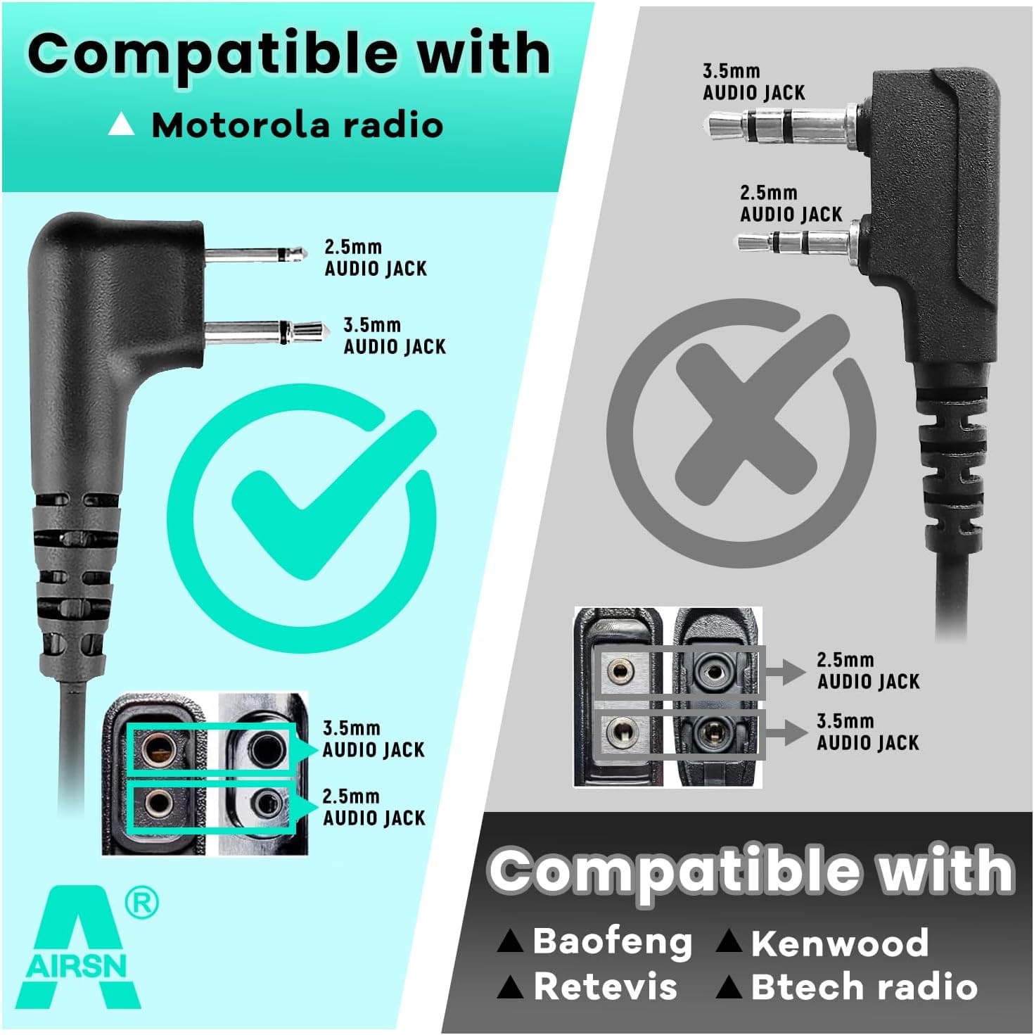 هدست رادیو دوطرفه برای Motorola، AIRSN، سازگار با RDU4100 BPR40، بسته 2 عددی هدست رادیو دوطرفه برای Motorola، AIRSN، سازگار با RDU4100 BPR40، بسته 2 عددی