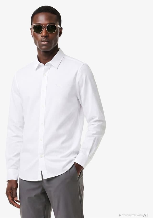 پیراهن مردانه Lacoste اسلیم فیت یقه دکمهدار سفید مدل Gömlek پیراهن مردانه Lacoste اسلیم فیت یقه دکمهدار سفید مدل Gömlek