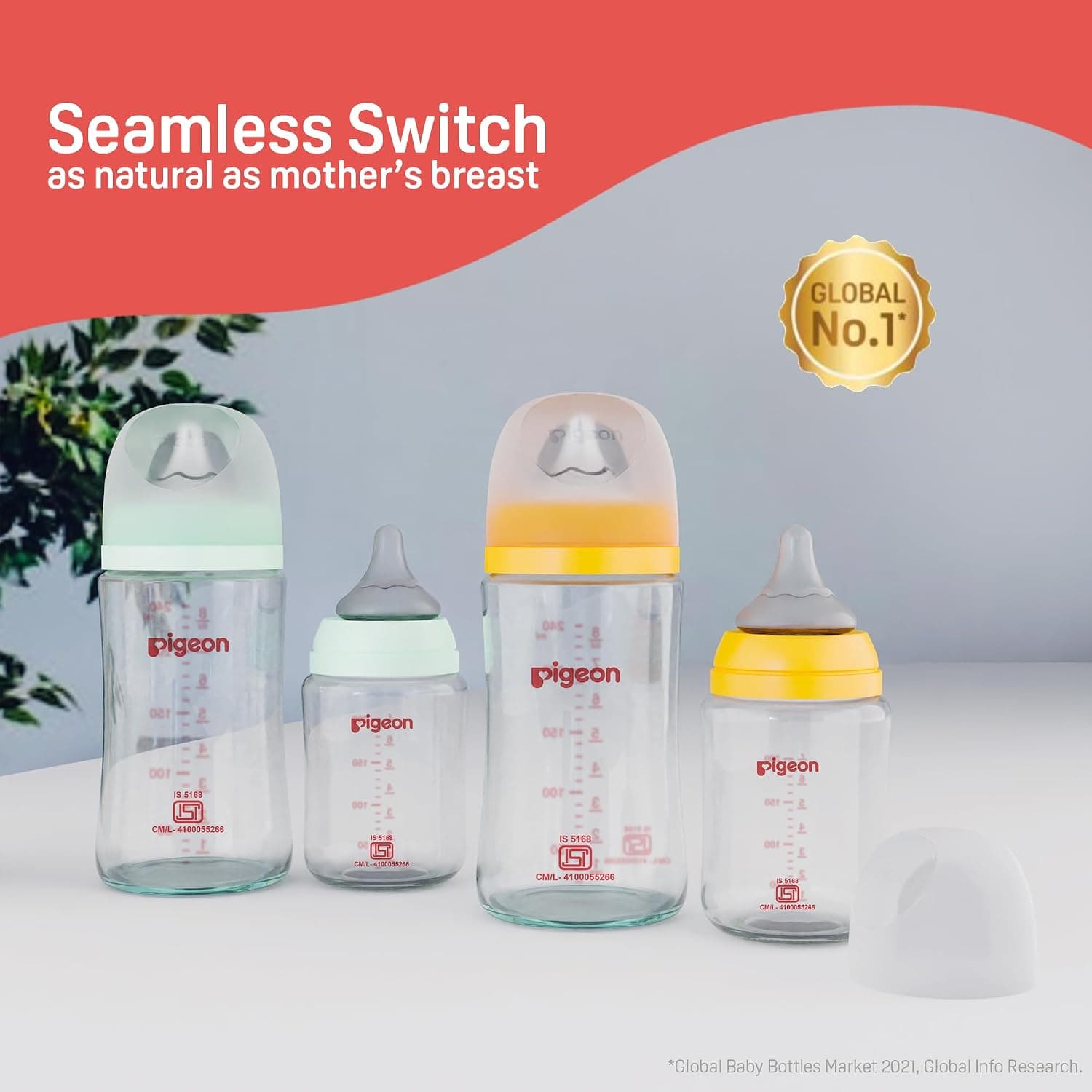 شیشه شیر نوزاد Pigeon دهانه پهن ضدنفخ 160ml شیشه شیر نوزاد Pigeon دهانه پهن ضدنفخ 160ml
