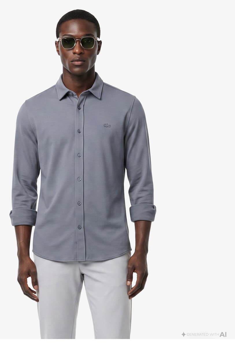 پیراهن مردانه Lacoste فیت اسلیم خاکستری تیره پیراهن مردانه Lacoste فیت اسلیم خاکستری تیره