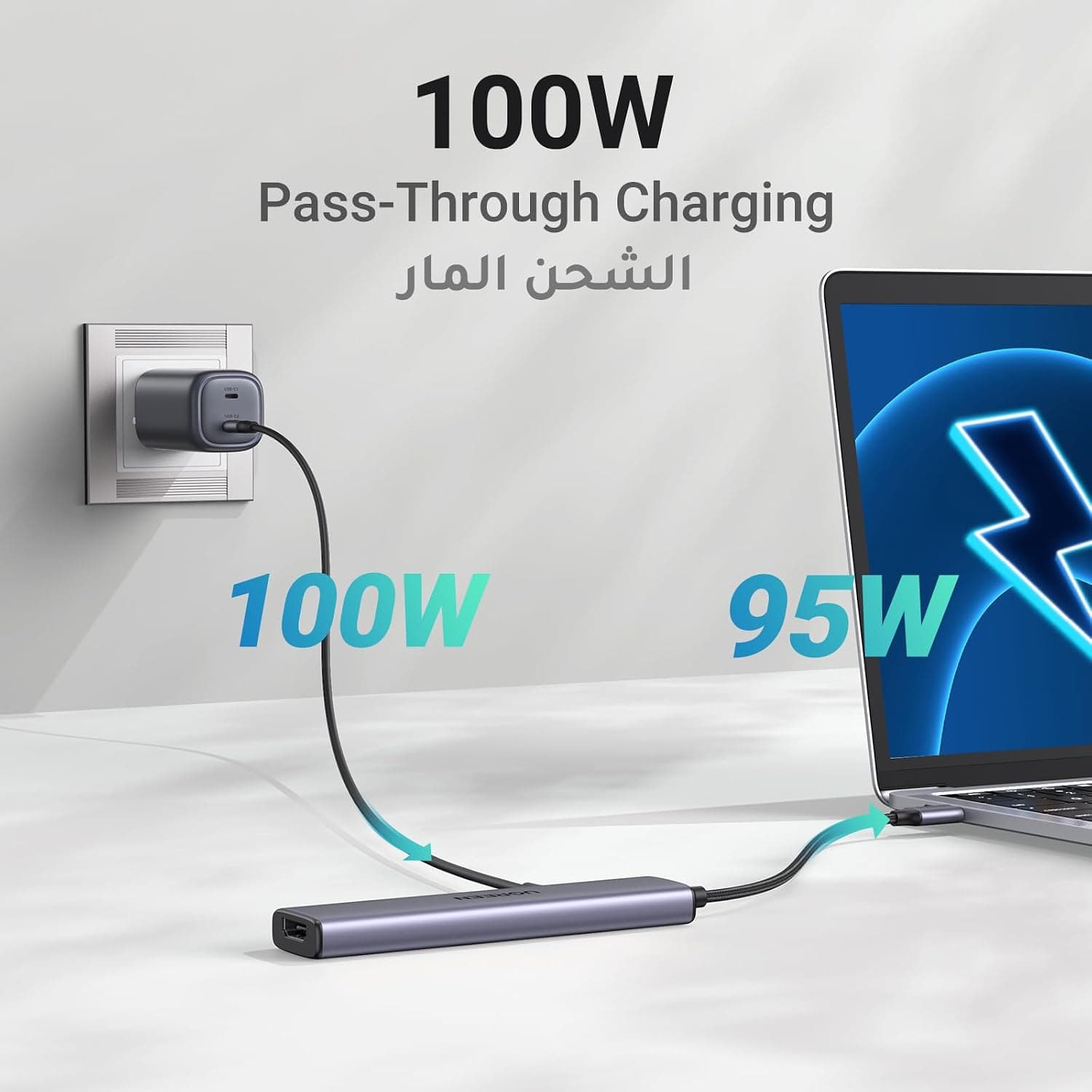 هاب USB C پنجکاره UGREEN با PD 100W، HDMI 4K30Hz و 3 درگاه داده USB A هاب USB C پنجکاره UGREEN با PD 100W، HDMI 4K30Hz و 3 درگاه داده USB A