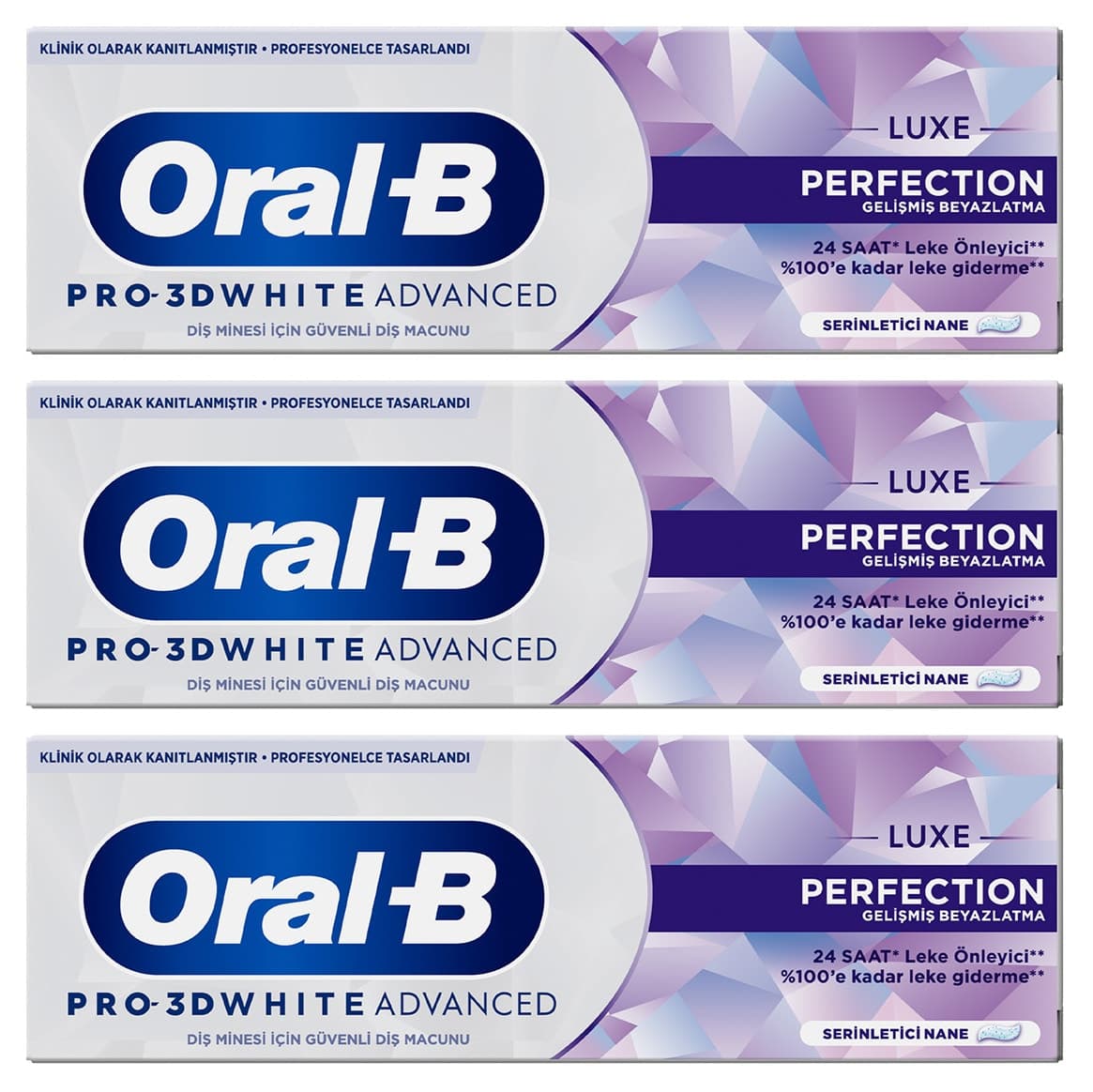 خمیر دندان Oral-B Pro 3D White Advanced Luxe Perfection 75 ml x 3 خمیر دندان Oral-B Pro 3D White Advanced Luxe Perfection 75 ml x 3