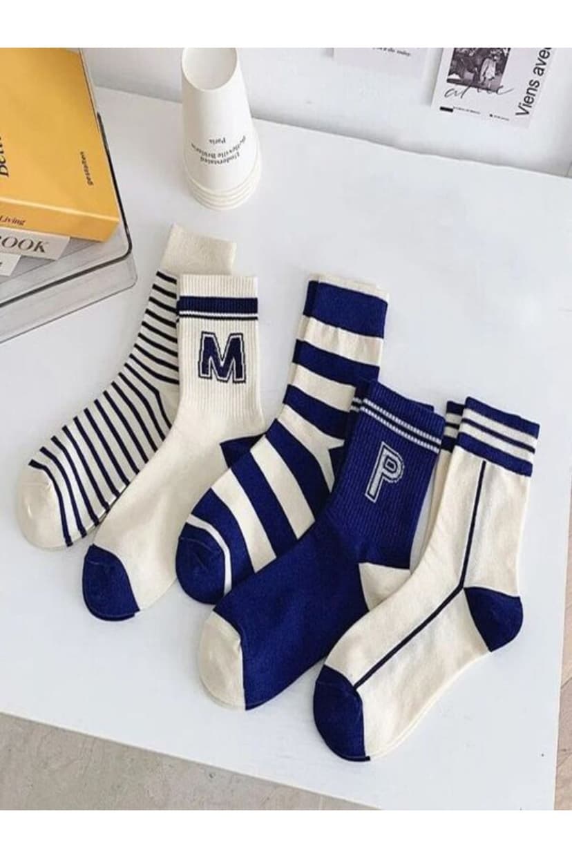 ست جوراب ساق کوتاه یونیسکس Sky Socks راه راه آبی معطر 5 عددی ست جوراب ساق کوتاه یونیسکس Sky Socks راه راه آبی معطر 5 عددی