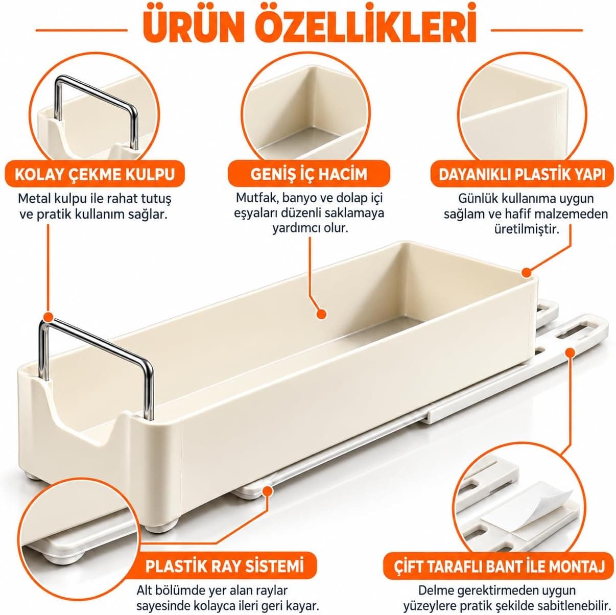 ارگانایزر ریلی کشویی Orret Home 34 x 13,5 x 6,5 cm کوچک ارگانایزر ریلی کشویی Orret Home 34 x 13,5 x 6,5 cm کوچک