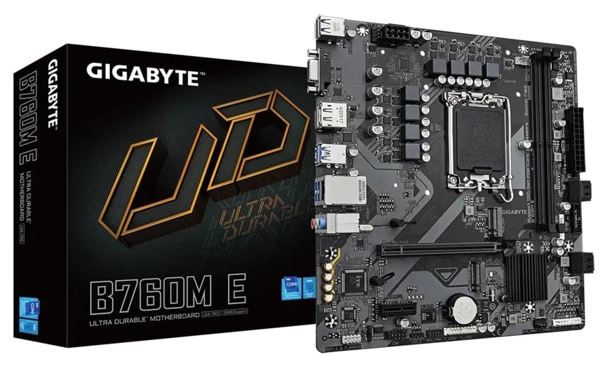 مادربرد Gigabyte DDR5 HDMI VGA DP USB سوکت 1700P مدل B760M-E مادربرد Gigabyte DDR5 HDMI VGA DP USB سوکت 1700P مدل B760M-E