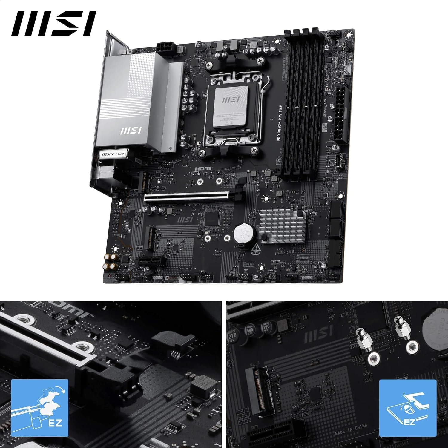 مادربرد MSI مدل PRO B840M-P WIFI6E AM5 DDR5 8000MHZ(OC) MATX مادربرد MSI مدل PRO B840M-P WIFI6E AM5 DDR5 8000MHZ(OC) MATX