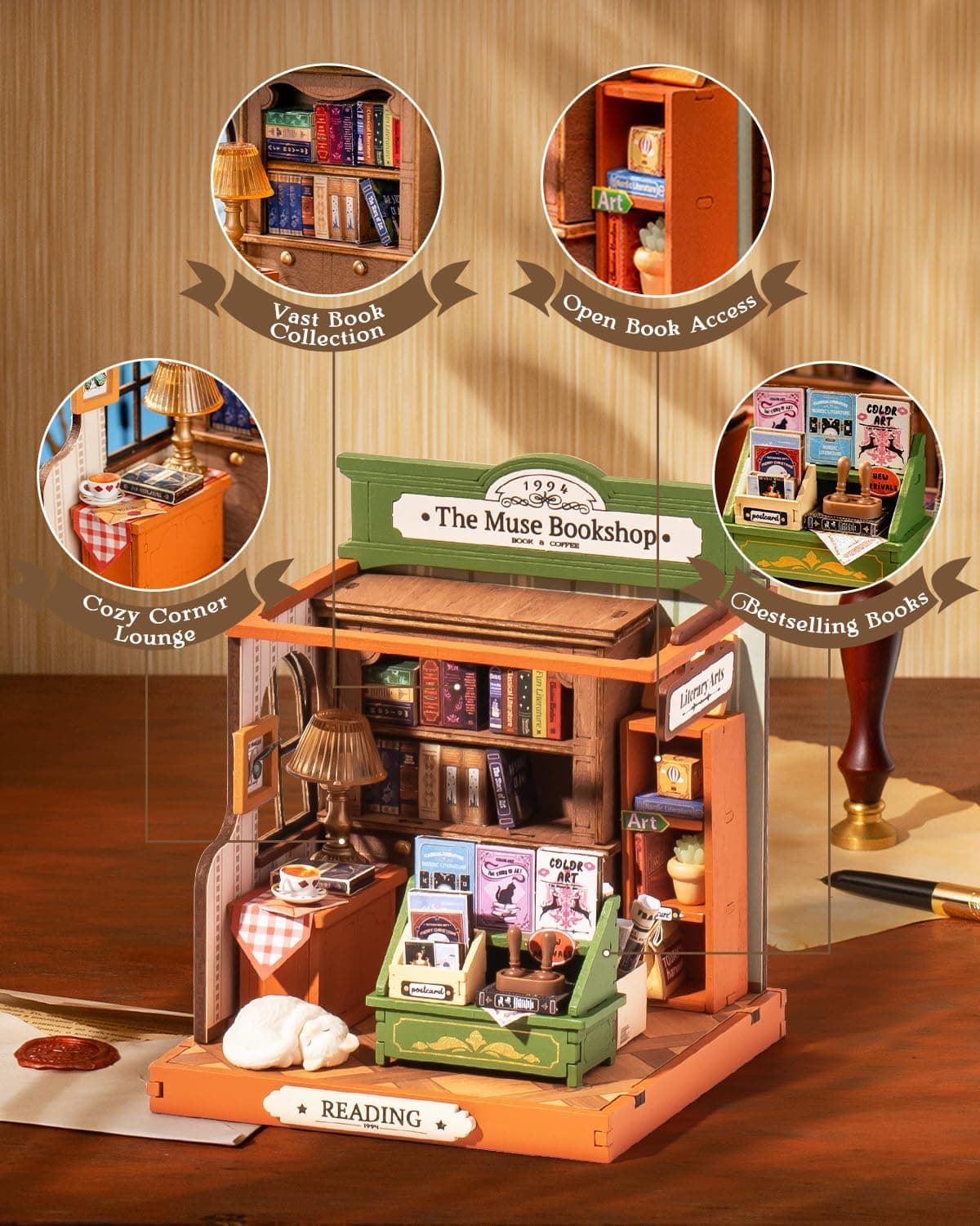 کیت ساخت ماکت مینیاتوری کتابفروشی Rolife مدل The Muse Bookshop کیت ساخت ماکت مینیاتوری کتابفروشی Rolife مدل The Muse Bookshop