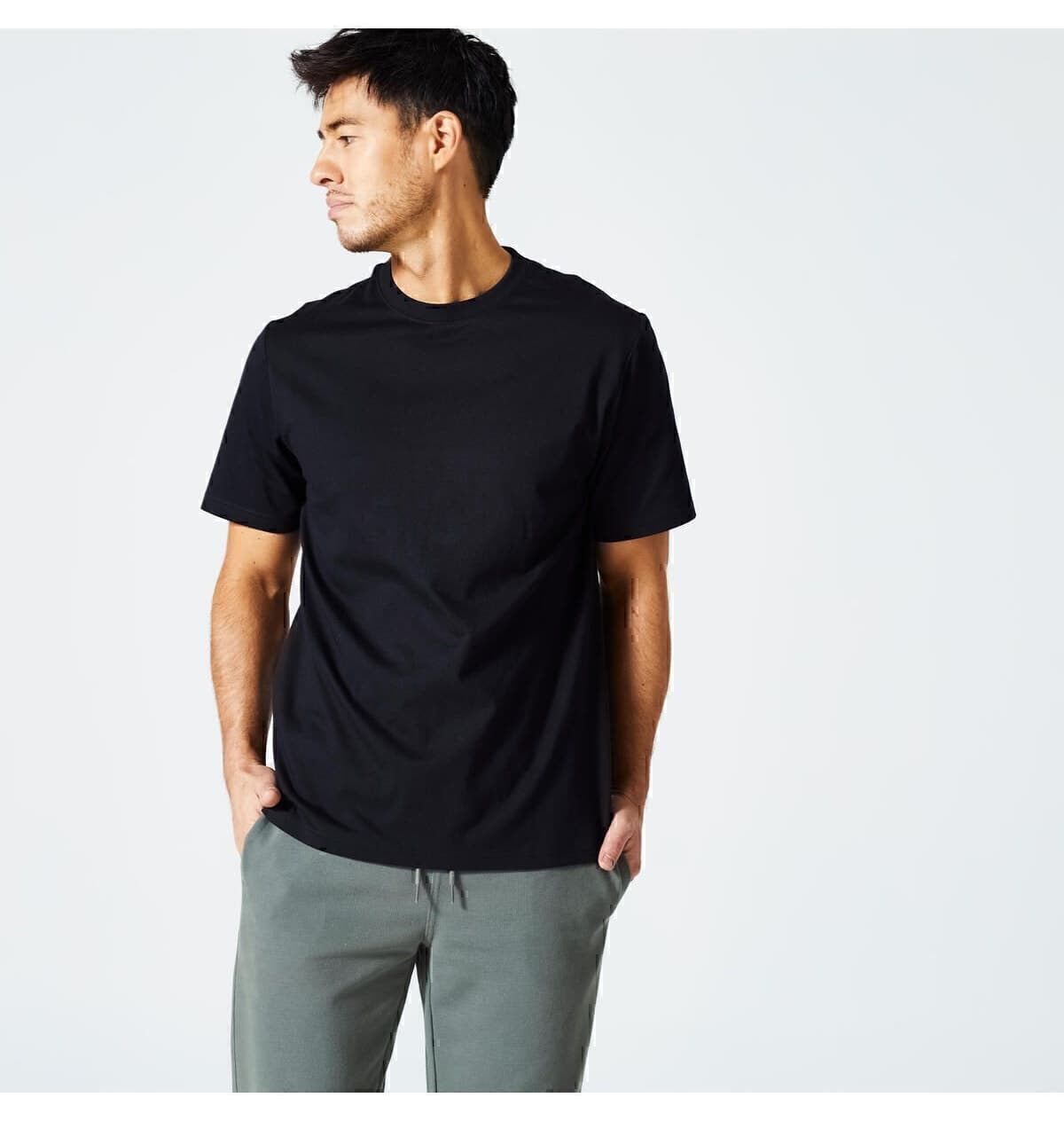 تیشرت ورزشی مردانه Decathlon مشکی فیت معمولی مدل 500 Essentials تیشرت ورزشی مردانه Decathlon مشکی فیت معمولی مدل 500 Essentials