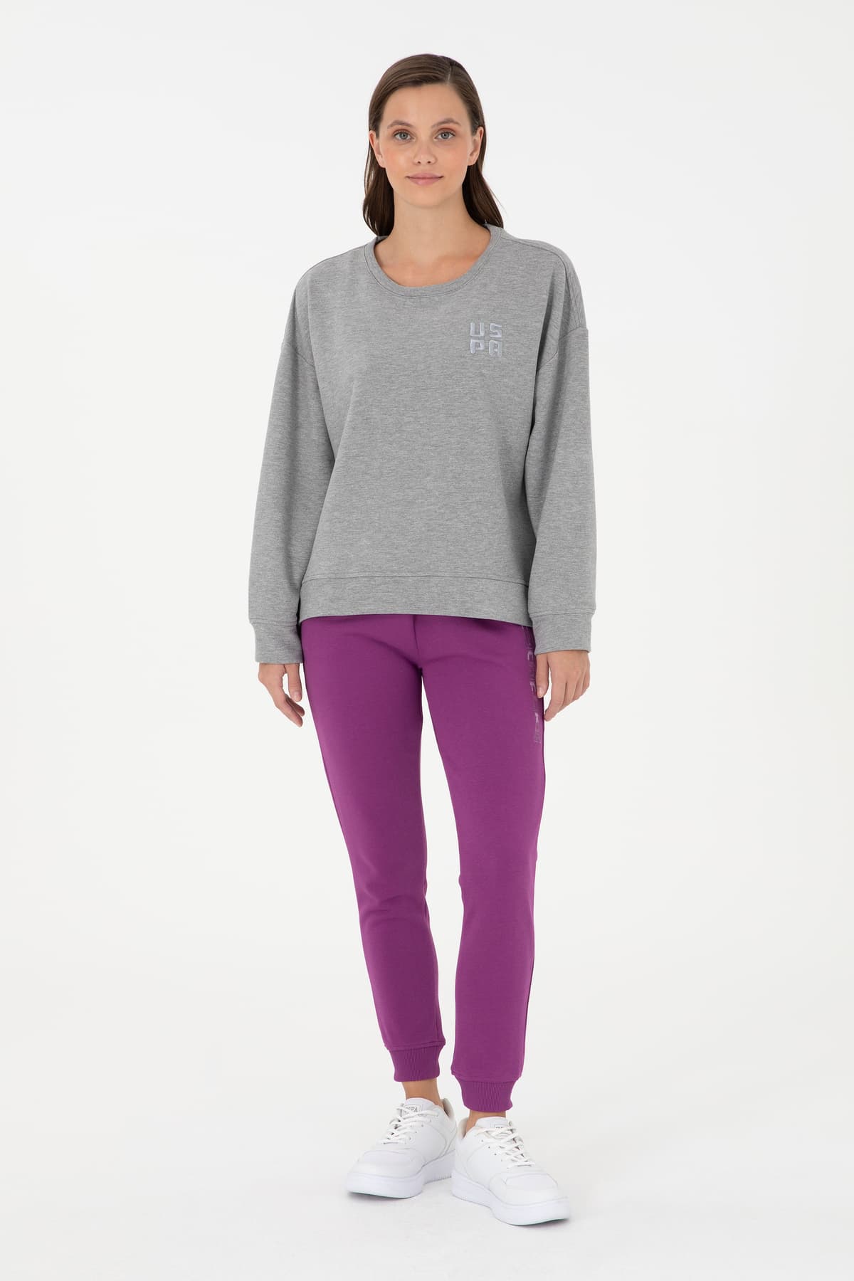 سویشرت زنانه U.S. Polo Assn. یقه گرد بیسیک طوسی ملانژ مدل 50296919-VR086 سویشرت زنانه U.S. Polo Assn. یقه گرد بیسیک طوسی ملانژ مدل 50296919-VR086