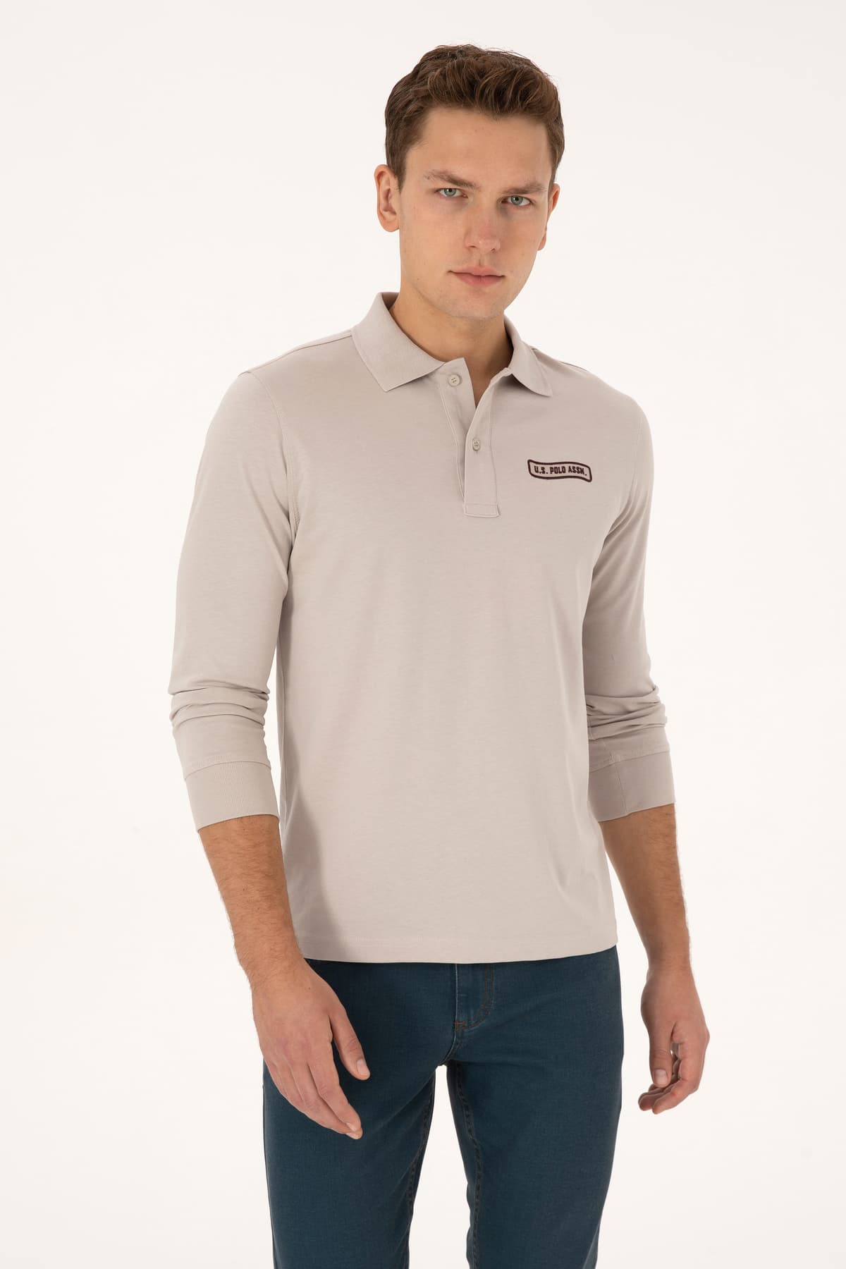 سوئیشرت مردانه U.S. Polo Assn. فیت معمولی یقه پولو رنگ سنگی مدل 50315454-VR049 سوئیشرت مردانه U.S. Polo Assn. فیت معمولی یقه پولو رنگ سنگی مدل 50315454-VR049