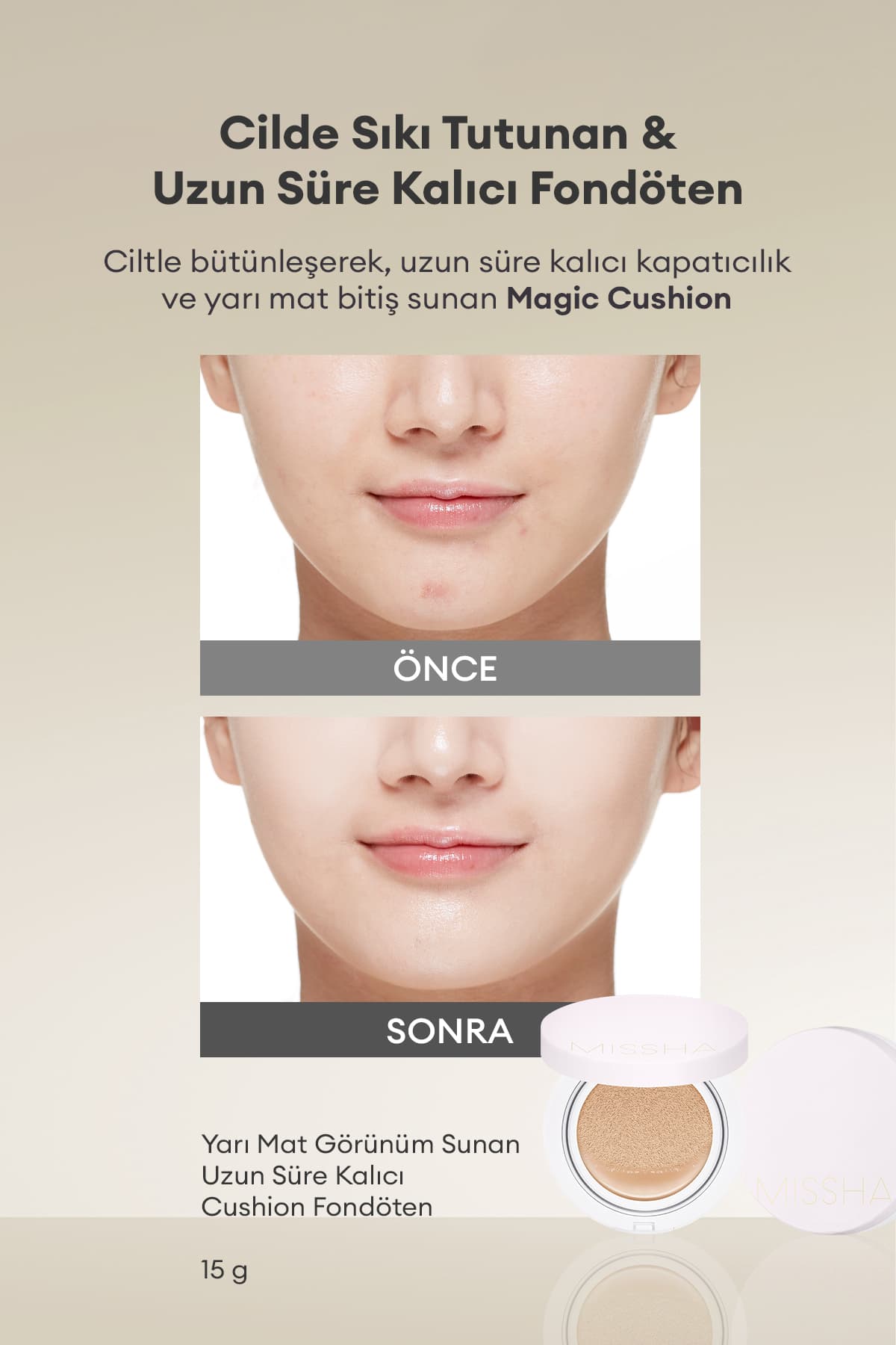کوشنفاندیشن نیمهمات و بادوام Missha Magic Cushion Cover Lasting با SPF50+/PA+++ شماره 21 کوشنفاندیشن نیمهمات و بادوام Missha Magic Cushion Cover Lasting با SPF50+/PA+++ شماره 21