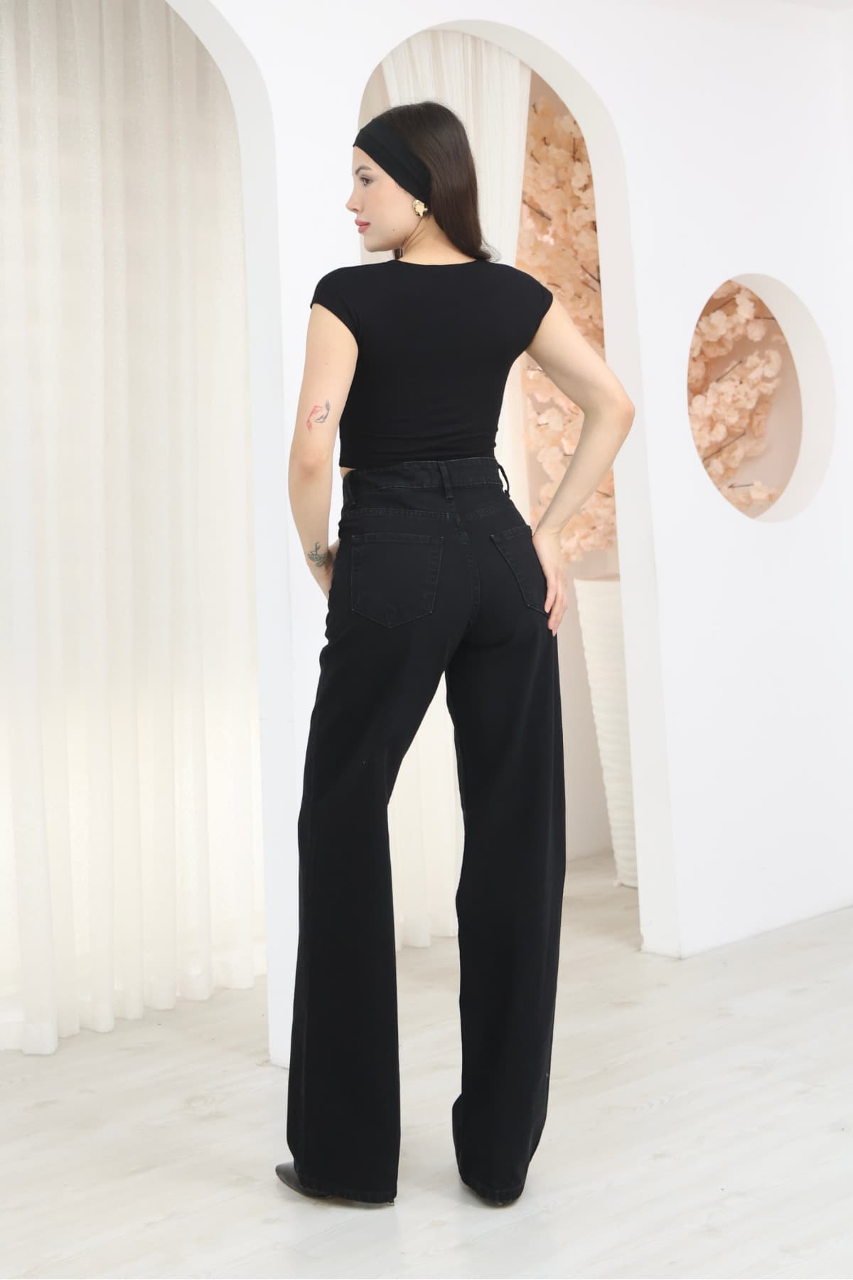شلوار جین زنانه macharel jeans پالازو فاقبلند شلوار جین زنانه macharel jeans پالازو فاقبلند