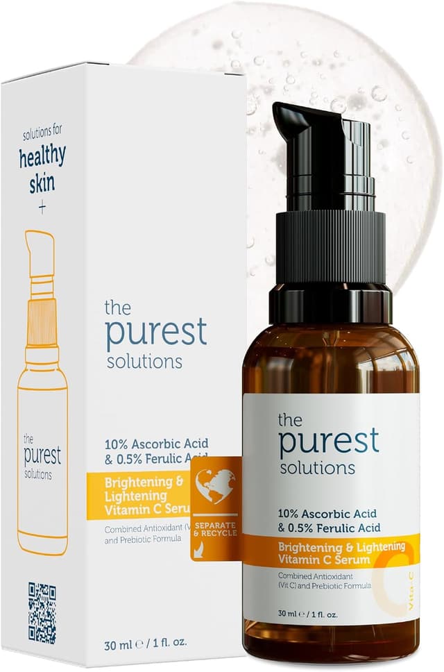 سرم مراقبت از پوست ویتامین C روشنکننده و یکدستکننده رنگ پوست The Purest Solutions حاوی 10% Ascorbic Acid و 0,5% Ferulic Acid 30 ml سرم مراقبت از پوست ویتامین C روشنکننده و یکدستکننده رنگ پوست The Purest Solutions حاوی 10% Ascorbic Acid و 0,5% Ferulic Acid 30 ml