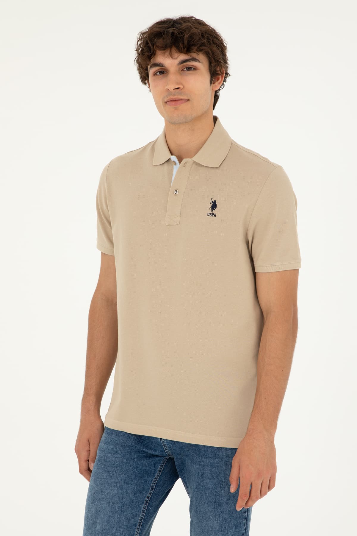 تیشرت مردانه U.S. Polo Assn. یقه پولو فیت معمولی خاکی روشن مدل 50279611-VR183 تیشرت مردانه U.S. Polo Assn. یقه پولو فیت معمولی خاکی روشن مدل 50279611-VR183