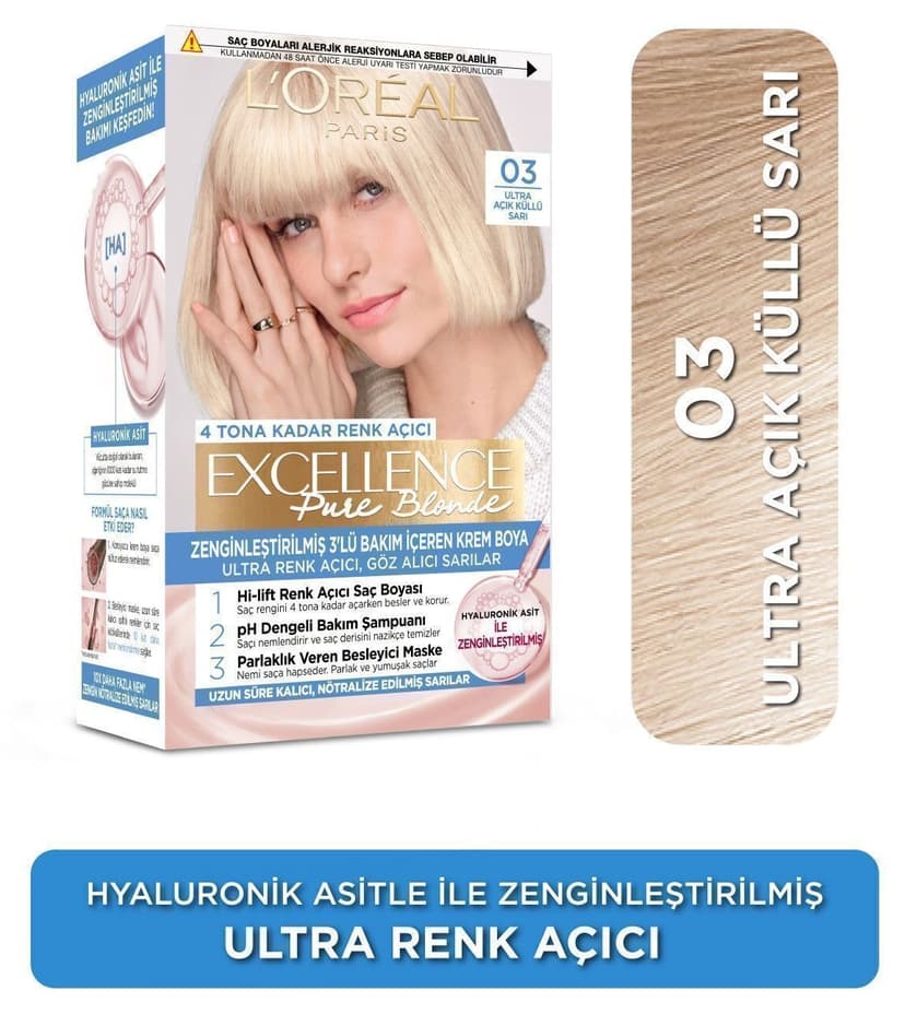 رنگ موی کرمی زنانه L'Oreal Paris Excellence مدل 03 بلوند فوق روشن خاکستری رنگ موی کرمی زنانه L'Oreal Paris Excellence مدل 03 بلوند فوق روشن خاکستری