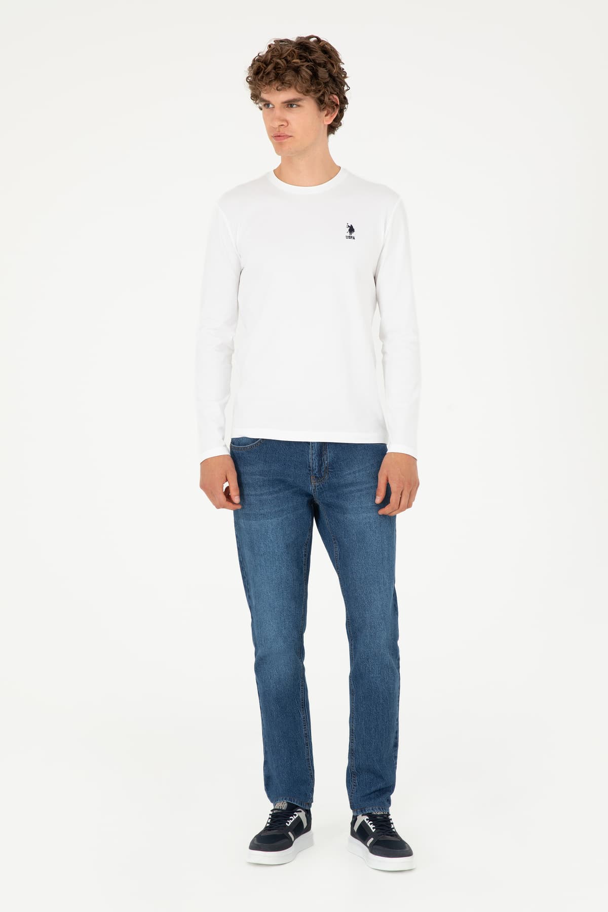 سوئیشرت مردانه U.S. Polo Assn. فیت اسلیم یقه گرد سفید مدل 50289027-VR013 سوئیشرت مردانه U.S. Polo Assn. فیت اسلیم یقه گرد سفید مدل 50289027-VR013