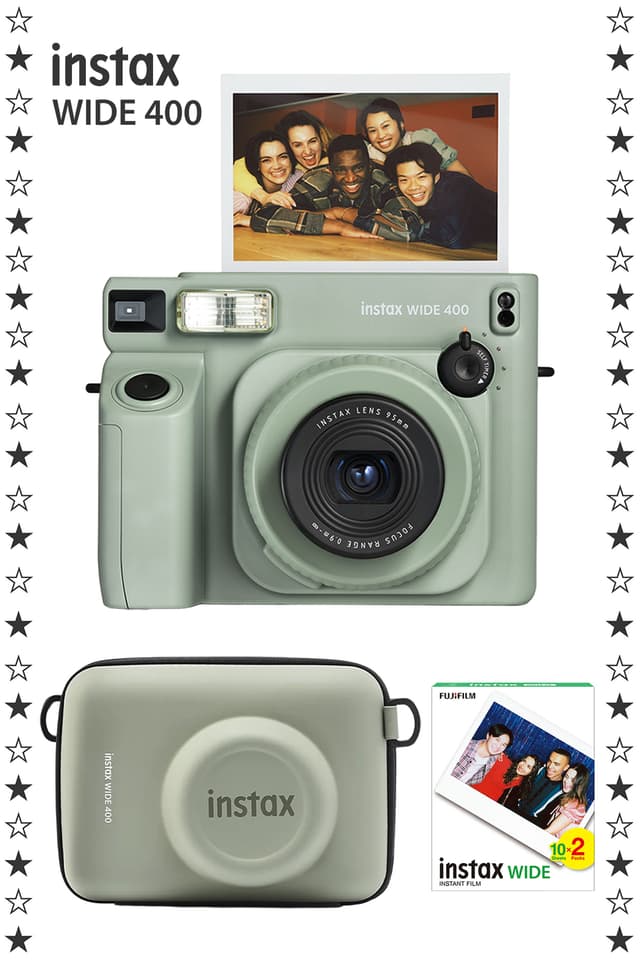دوربین فوری Fujifilm Instax Wide 400 سبز به همراه فیلم 20 تایی و کیف EVA دوربین فوری Fujifilm Instax Wide 400 سبز به همراه فیلم 20 تایی و کیف EVA