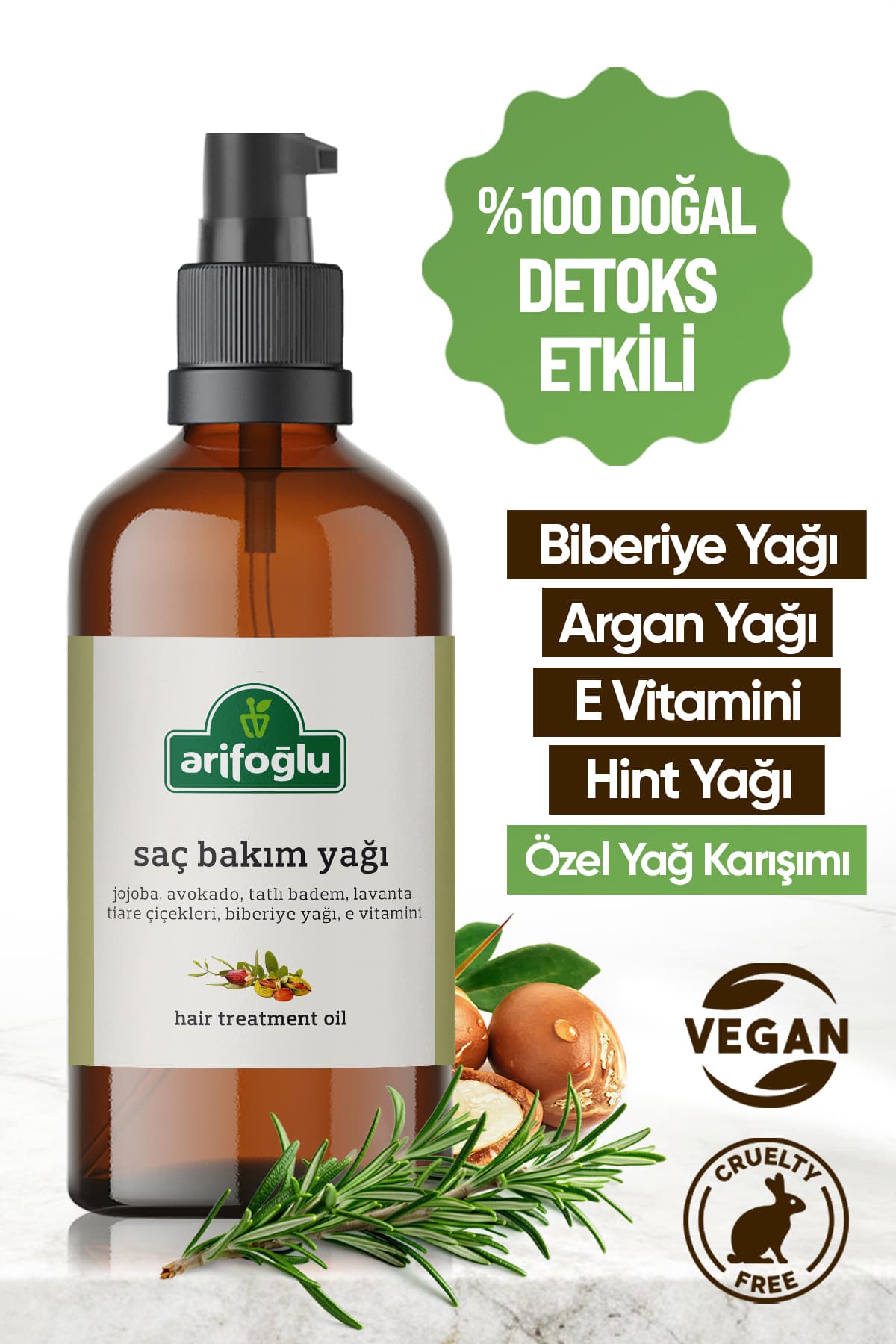 روغن مو Arifoğlu رزماری و آرگان ضد ریزش و تسریع رشد 100 ml روغن مو Arifoğlu رزماری و آرگان ضد ریزش و تسریع رشد 100 ml